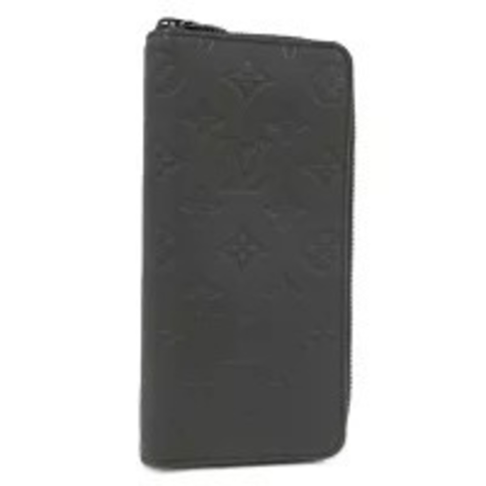 LOUIS VUITTON Zippy Wallet Vertical Round Zipper Long Monogram Shadow Black